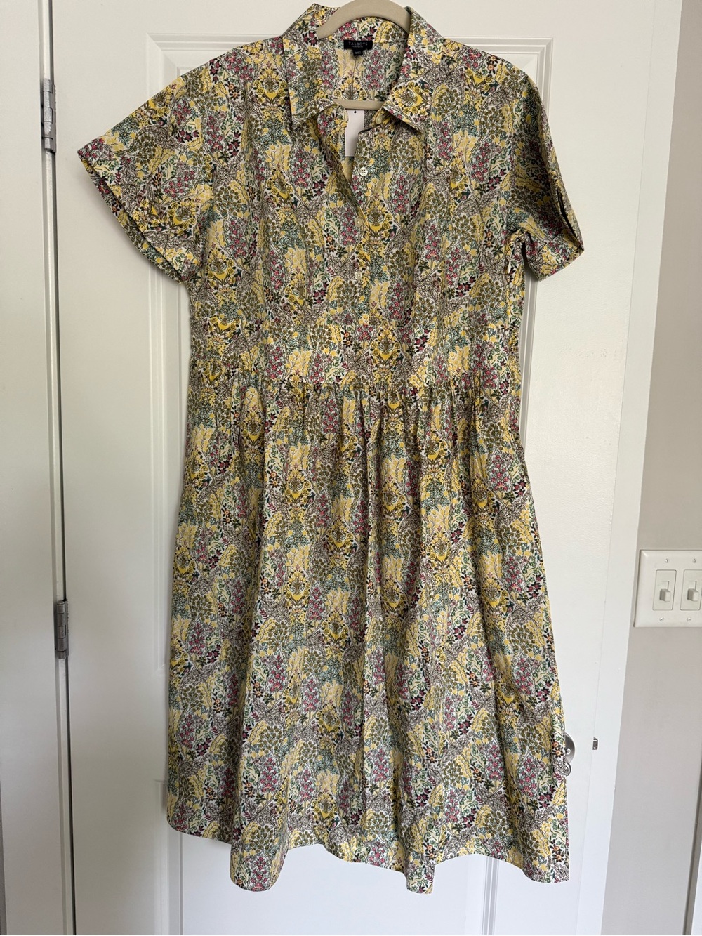 Talbots Yellow Multi Floral Fit-and-Flare Dress